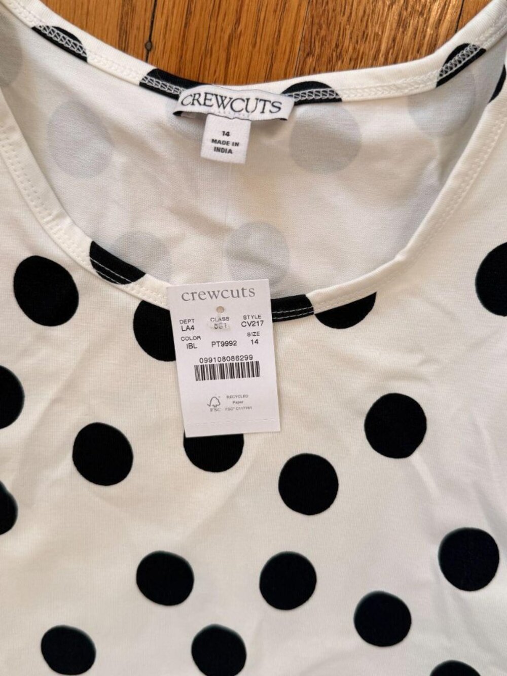NWT Crewcuts J.Crew Girls Polka Dot Tiered Ruffle Dress Cream Black Size 14